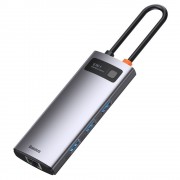 Baseus Metal Gleam 6in1 multifunctional HUB USB Type C - USB Type C Power Delivery 100 W / HDMI 4K 30 Hz / 3x USB 3.2 Gen 1 / RJ45 1 Gbps (CAHUB-CW0G)