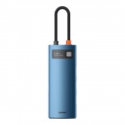 Baseus Metal Gleam 6in1 multifunctional USB Type C hub - USB Type C Power Delivery 100W / HDMI 4K 30Hz / 3x USB 3.2 Gen 1 / RJ45 1Gbps blue (WKWG000003)