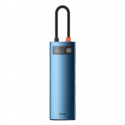 Baseus Metal Gleam 8in1 multifunctional HUB USB Type C - USB Type C Power Delivery 100W / HDMI 4K 30Hz / SD and microSD card reader / 3x USB 3.2 Gen 1 / RJ45 1Gbps blue (WKWG000103)