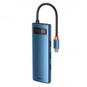Baseus Metal Gleam 8in1 multifunctional HUB USB Type C - USB Type C Power Delivery 100W / HDMI 4K 30Hz / SD and microSD card reader / 3x USB 3.2 Gen 1 / RJ45 1Gbps blue (WKWG000103)