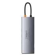 Baseus Metal Gleam 9in1 multifunctional HUB USB Type C - 3x USB 3.2 Gen 1 5Gbps / USB Type C PD 100W / VGA Full HD 60Hz / HDMI 4K 30Hz / czytnik kart TF i SD / RJ45 1Gbps gray (CAHUB-CU0G)