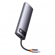 Baseus Metal Gleam Series HUB 7 in 1 USB Type C Docking Station - 2 x HDMI / 3 x USB 3.2 Gen. 1/1 x Power Delivery / 1 x RJ-45 Ethernet Gray (WKWG040113)