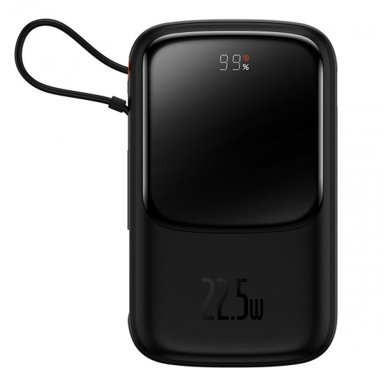 Baseus Qpow powerbank 10000mAh built-in USB Type-C cable 22.5W Quick Charge SCP AFC FCP black (PPQD020101)
