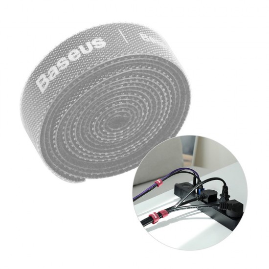 Baseus Rainbow Circle hook and loop Straps to organizing cables 1m Gray (ACMGT-E0G)