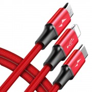 Baseus Rapid USB - micro USB / Lightning / USB-C Cable with Nylon Braid 3A 1,2M red (CAMLT-SU09)