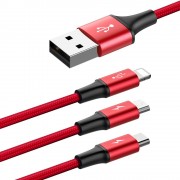 Baseus Rapid USB - micro USB / Lightning / USB-C Cable with Nylon Braid 3A 1,2M red (CAMLT-SU09)