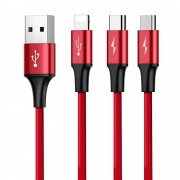 Baseus Rapid USB - micro USB / Lightning / USB-C Cable with Nylon Braid 3A 1,2M red (CAMLT-SU09)