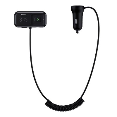 Baseus S-16 Bluetooth 5.0 FM transmitter 2x USB car charger AUX MP3 TF micro SD 3.1 A black (CCTM-F01)