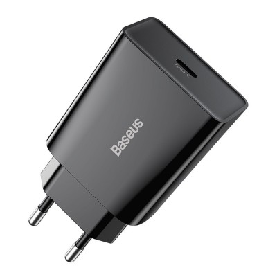 Baseus Speed Mini fast wall charger EU USB Type C 20W 3A Power Delivery Quick Charge black (CCFS-SN01)