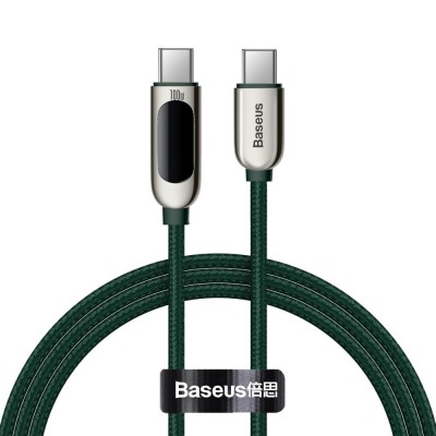 Baseus USB Type C - USB Type C cable 100 W (20 V / 5 A) 1 m Power Delivery with display screen power meter green (CATSK-B06)