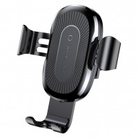 Baseus Wireless Charger Gravity Car Mount Phone Bracket Air Vent Holder + Qi Charger black  (WXYL-01)