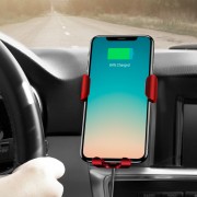 Baseus Wireless Charger Gravity Car Mount Phone Bracket Air Vent Holder + Qi Charger black  (WXYL-01)