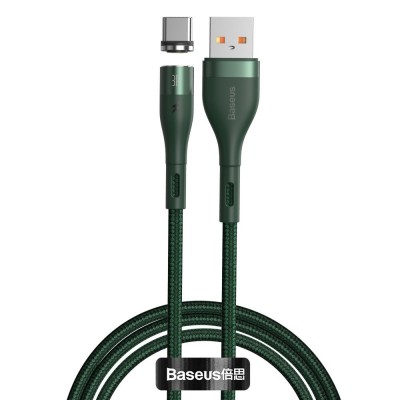 Baseus Zinc Braided / Magnetic USB 2.0 Cable USB-C male - USB-A male Πράσινο 1m (CATXC-M06)