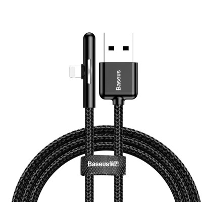 Baseus angled nylon cable usb Lightning cable for gamers 2.4a 1m black (cal7c-a01)