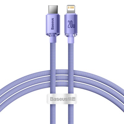 Baseus crystal shine series fast charging data cable USB Type C to Lightning 20W 1.2m purple (CAJY000205)