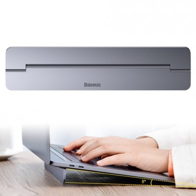 Baseus self-adhesive aluminum laptop stand slim and thin dark gay (SUZC-0G)