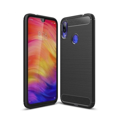 Carbon Brushed Back Cover Σιλικόνης Μαύρο (Redmi 7)