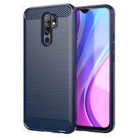 Θήκη Xiaomi Redmi 9 Σιλικόνης Μπλε Brushed Carbon Fiber Silicone Case Blue
