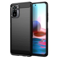 Carbon Case Flexible Cover TPU Case for Xiaomi Redmi Note 10 / Redmi Note 10S black