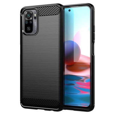Carbon Case Flexible Cover TPU Case for Xiaomi Redmi Note 10 / Redmi Note 10S black
