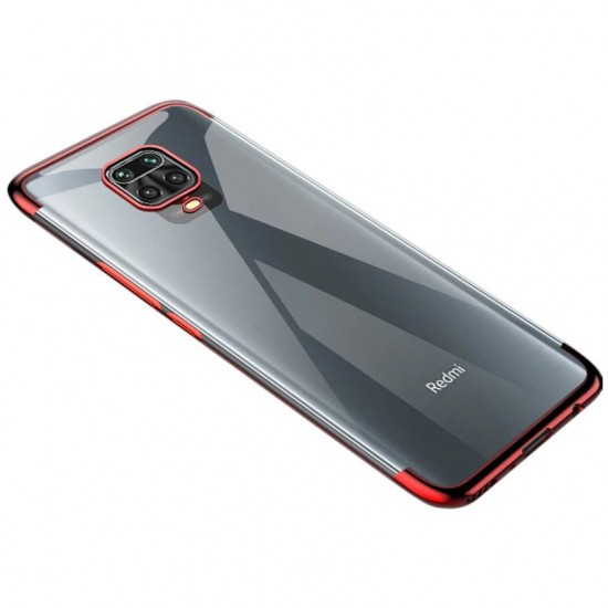 Clear Color Case Gel TPU Electroplating frame Cover for Xiaomi Redmi 10X 4G / Xiaomi Redmi Note 9 red