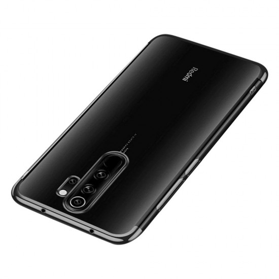 Clear Color Case Gel TPU Electroplating frame Cover for Xiaomi Redmi 9 black