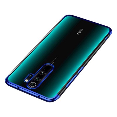 Clear Color Case Gel TPU Electroplating frame Cover for Xiaomi Redmi 9 blue
