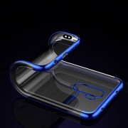 Clear Color Case Gel TPU Electroplating frame Cover for Xiaomi Redmi 9 blue