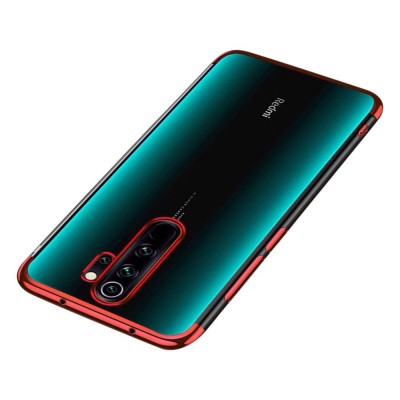 Clear Color Case Gel TPU Electroplating frame Cover for Xiaomi Redmi 9 red