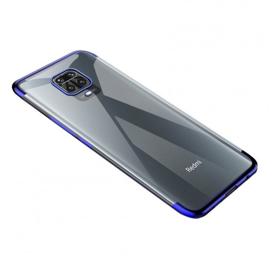 Clear Color Case Gel TPU Electroplating frame Cover for Xiaomi Redmi Note 9 Pro / Redmi Note 9S blue