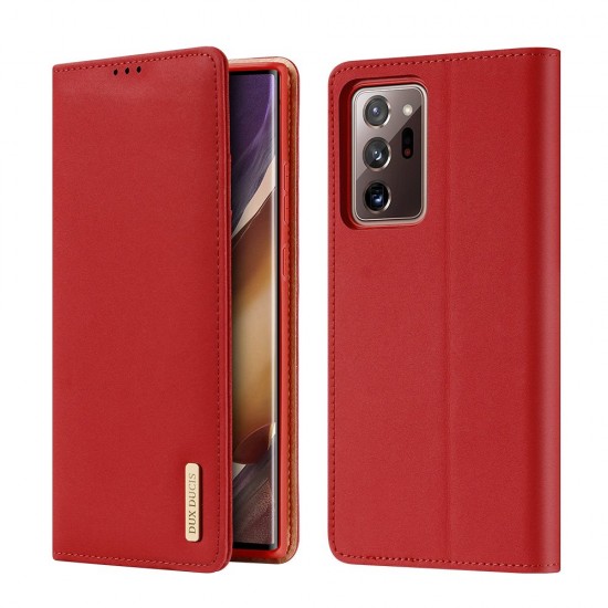 DUX DUCIS Wish Genuine Leather Bookcase type case for Samsung Galaxy Note 20 Ultra red