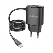 Dudao charger 2x USB with built-in USB Type C cable 12 W black (A2ProT black)