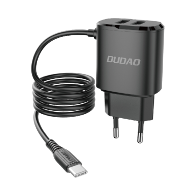 Dudao charger 2x USB with built-in USB Type C cable 12 W black (A2ProT black)