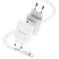 Dux Ducis C60 fast wall charger USB Type C Power Delivery 20W + cable USB Type C - Lightning 1m white