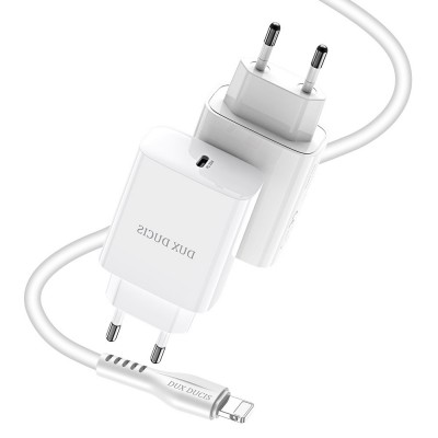 Dux Ducis C60 fast wall charger USB Type C Power Delivery 20W + cable USB Type C - Lightning 1m white