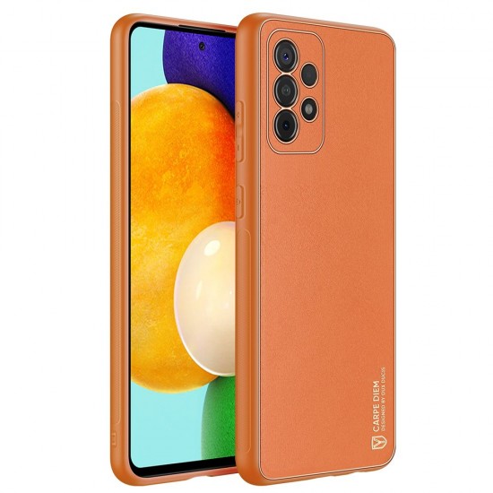 Dux Ducis Yolo elegant case made of soft TPU and PU leather for Samsung Galaxy A52 5G / A52 4G orange