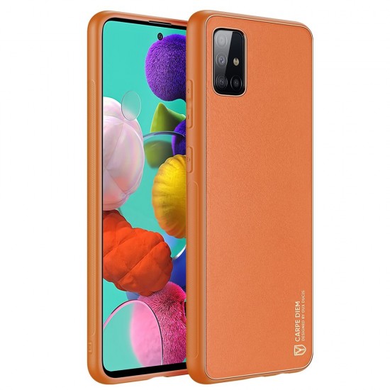 Dux Ducis Yolo elegant case made of soft TPU and PU leather for Samsung Galaxy A71 orange