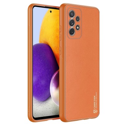 Dux Ducis Yolo elegant case made of soft TPU and PU leather for Samsung Galaxy A72 4G orange