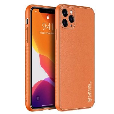 Dux Ducis Yolo elegant case made of soft TPU and PU leather for iPhone 11 Pro Max orange