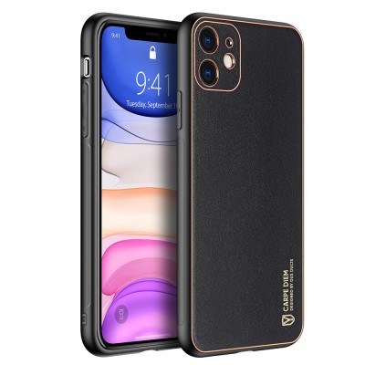 Dux Ducis Yolo elegant case made of soft TPU and PU leather for iPhone 11 black