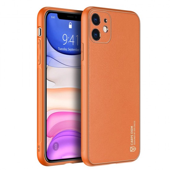 Dux Ducis Yolo elegant case made of soft TPU and PU leather for iPhone 11 orange