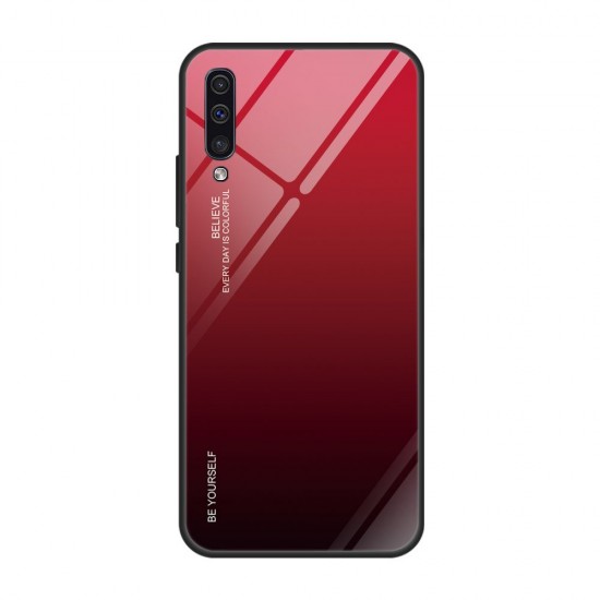 Gradient Glass Durable Cover with Tempered Glass Back Samsung Galaxy A50s / Galaxy A50 / Galaxy A30s black-red