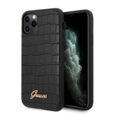 Guess Croco Back Cover Δερματίνης Μαύρο (iPhone 11 Pro)