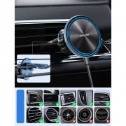 Joyroom Car Holder Qi Wireless Induction Charger 15W (MagSafe Compatible for iPhone) Air Vent Silver (JR-ZS290)