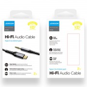 Joyroom stereo audio AUX cable 3,5 mm mini jack - USB Type C for smartphone 2 m black (SY-A03)