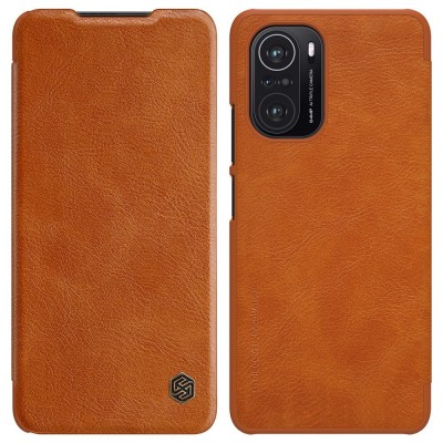 Nillkin Qin original leather case cover for Xiaomi Redmi K40 Pro+ / K40 Pro / K40 / Poco F3 / Mi 11i brown