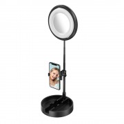 Phone stand for live streaming YouTube TikTok Instagram video recording set LED selfie ring light flash black (1TMJ black)