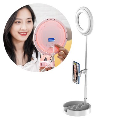 Phone stand for live streaming YouTube TikTok Instagram video recording set LED selfie ring light flash white (1TMJ white)