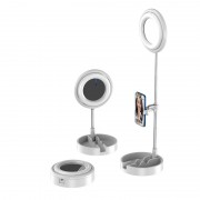 Phone stand for live streaming YouTube TikTok Instagram video recording set LED selfie ring light flash white (1TMJ white)