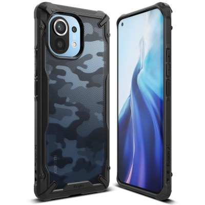 Ringke Fusion X Design durable PC Case with TPU Bumper for Xiaomi Mi 11 Camo Black (XDXI0019)